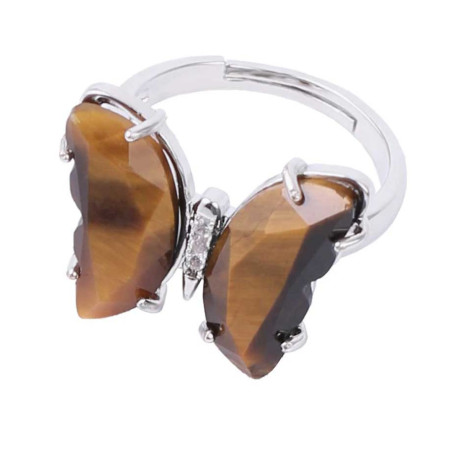 Anello Farfalla Occhio di Tigre Argentato | Forza & Raffinatezza