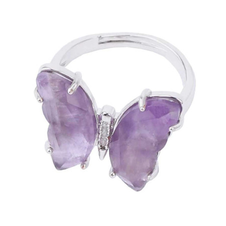 Anello Farfalla Ametista Argentato - Eleganza e Serenità