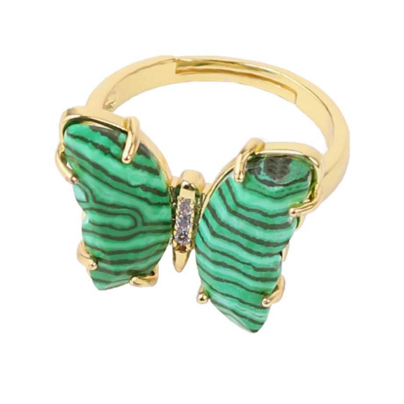 Anello Farfalla con Malachite | Gioiello Regolabile Donna