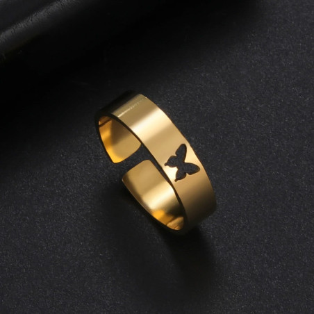 Anello Farfalla Minimalista in Acciaio | Regolabile e Unico