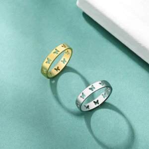 Bague Papillon Gravée Vols de Papillions