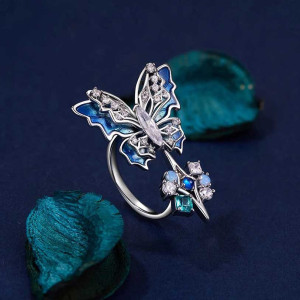 Anello Farfalla Azzurra con Zirconi | Gioiello Donna Unico