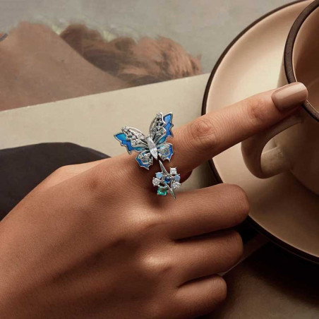 Anello Farfalla Azzurra con Zirconi | Gioiello Donna Unico