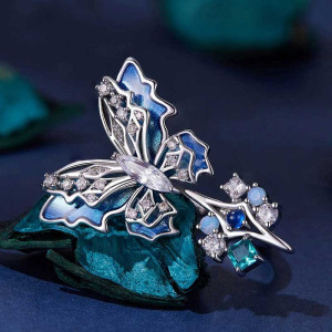 Anello Farfalla Azzurra con Zirconi | Gioiello Donna Unico