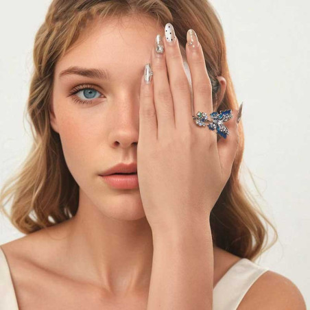 Anello Farfalla Azzurra con Zirconi | Gioiello Donna Unico
