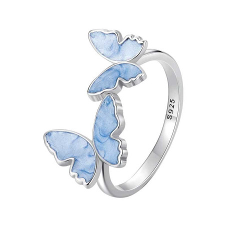Anello Tre Farfalle Danzanti - Blu Celeste - Eleganza & Stile