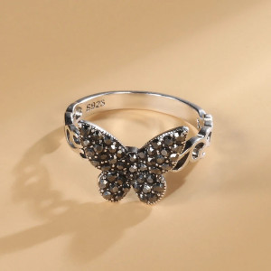 Anello Farfalla Scintilla Notturna in Argento 925 Vintage