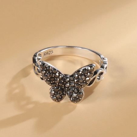 Anello Farfalla Scintilla Notturna in Argento 925 Vintage