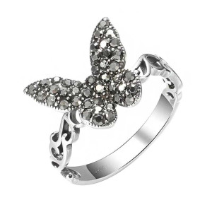 Anello Farfalla Scintilla Notturna in Argento 925 Vintage