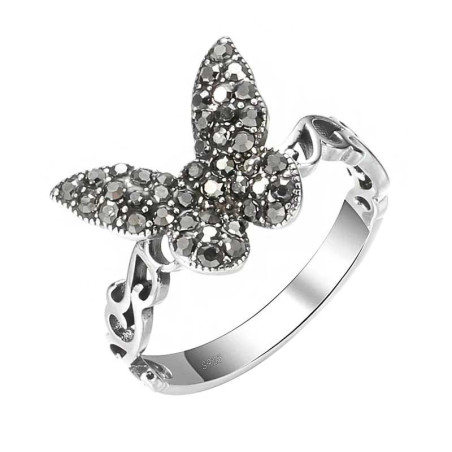 Anello Farfalla Scintilla Notturna in Argento 925 Vintage