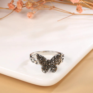 Anello Farfalla Scintilla Notturna in Argento 925 Vintage