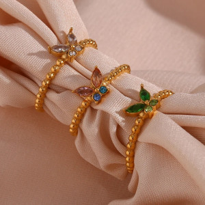 Anello Farfalla Dorato Esplosione di Colori | Gioiello Donna