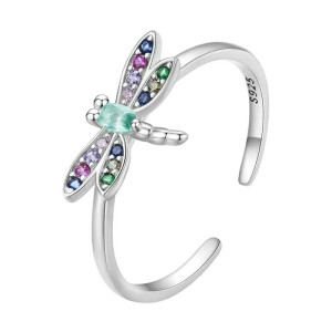 Anello Libellula Argento 925 'Arcobaleno Mistico' | Gioiello
