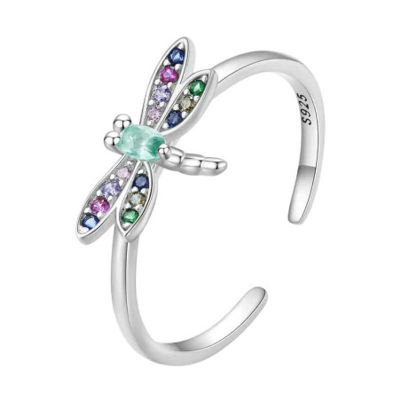 Anello Libellula Argento 925 'Arcobaleno Mistico' | Gioiello