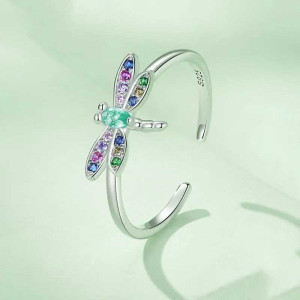 Anello Libellula Argento 925 'Arcobaleno Mistico' | Gioiello