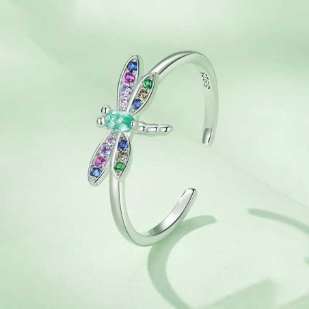 Anello Libellula Argento 925 'Arcobaleno Mistico' | Gioiello
