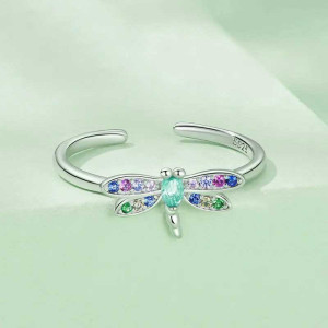 Anello Libellula Argento 925 'Arcobaleno Mistico' | Gioiello