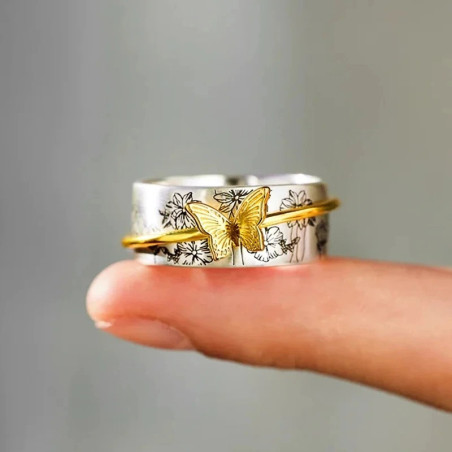 Anello Farfalla 'Abbraccio Floreale' Vintage - Eleganza & Poesia