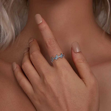 Anello Farfalla 'Volo Azzurro' in Argento 925 | Gioiello Unico