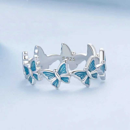 Anello Farfalla 'Volo Azzurro' in Argento 925 | Gioiello Unico