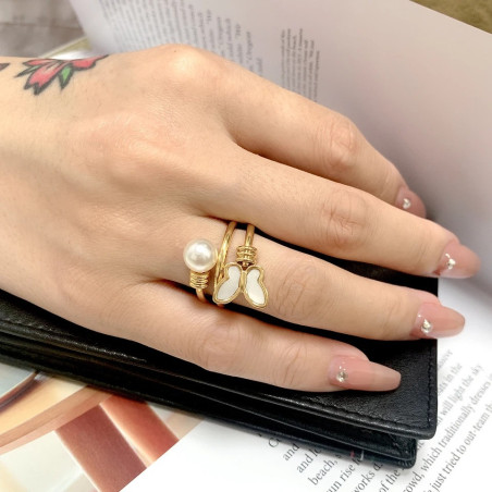 Anello Farfalla 'Perla Splendente' - Eleganza e Stile Unico