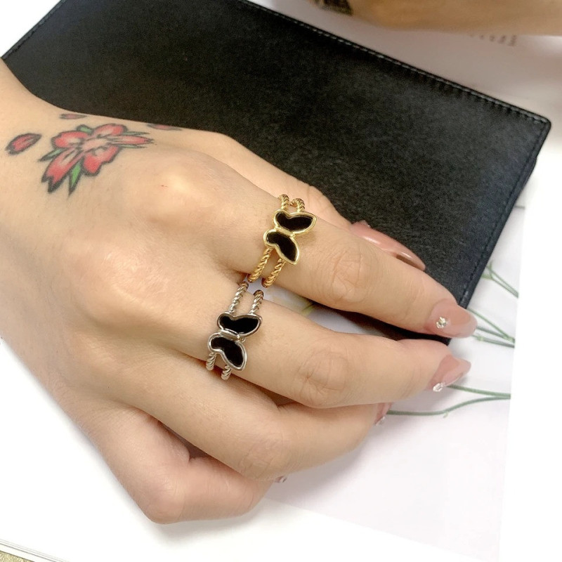 Anello Farfalla 'Notturno Elegante' - Gioiello Oro e Argento