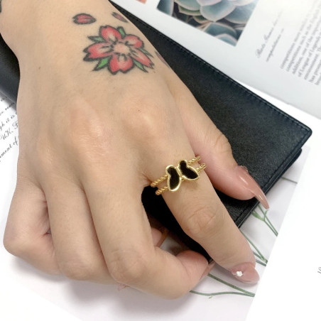 Anello Farfalla 'Notturno Elegante' - Gioiello Oro e Argento