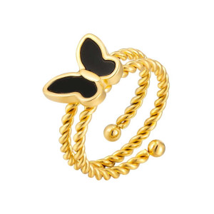 Anello Farfalla 'Notturno Elegante' - Gioiello Oro e Argento