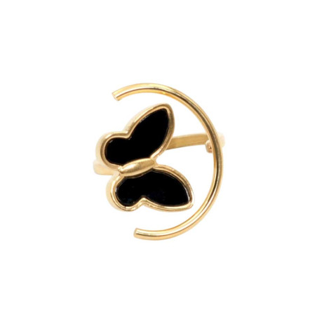 Anello Farfalla 'Luna Mistica' - Acciaio Inox Oro/Argento