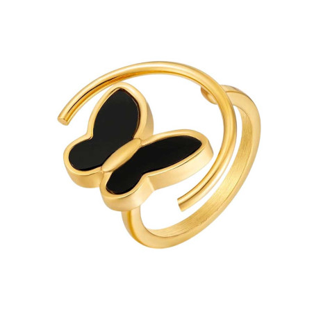 Anello Farfalla 'Luna Mistica' - Acciaio Inox Oro/Argento