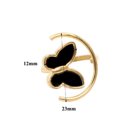 Anello Farfalla 'Luna Mistica' - Acciaio Inox Oro/Argento