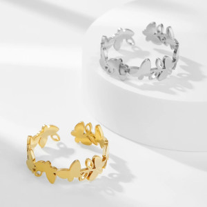 Anello Farfalla Regolabile 'Danza Aerea' | Oro & Argento