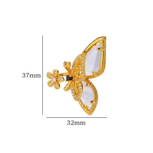 Anello Farfalla Dorato Regolabile con Cristalli Scintillanti