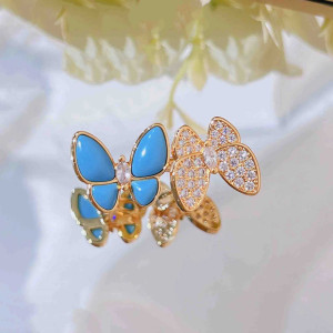 Anello Farfalla 'Duo Azzurro Scintillante' – Eleganza e Stile