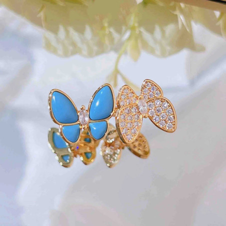 Anello Farfalla 'Duo Azzurro Scintillante' – Eleganza e Stile