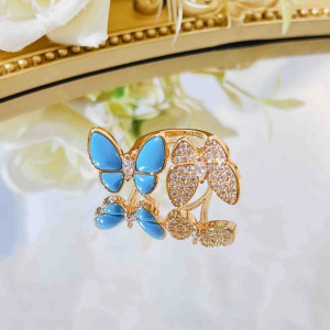 Anello Farfalla 'Duo Azzurro Scintillante' – Eleganza e Stile