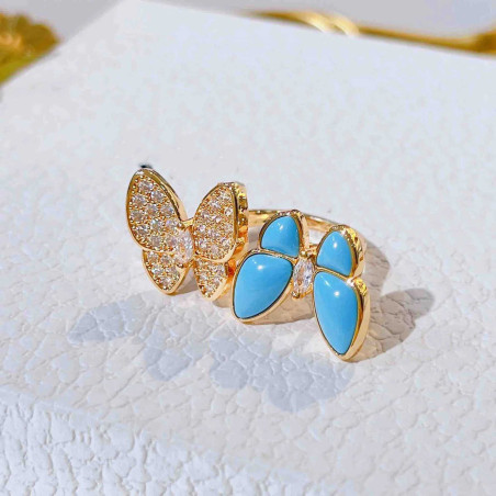 Anello Farfalla 'Duo Azzurro Scintillante' – Eleganza e Stile