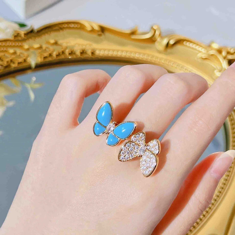 Anello Farfalla 'Duo Azzurro Scintillante' – Eleganza e Stile