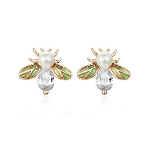 Orecchini Ape Vintage con Perla e Cristalli | 1001ABEILLES.COM