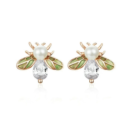 Orecchini Ape Vintage con Perla e Cristalli | 1001ABEILLES.COM