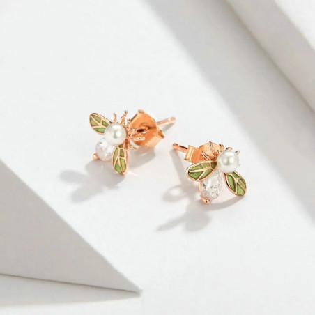 Orecchini Ape Vintage con Perla e Cristalli | 1001ABEILLES.COM