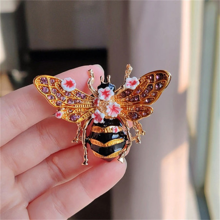 Spilla Ape Dorata tra i Fiori | Idea Regalo Originale Donna