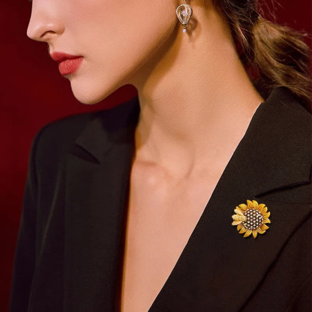 Spilla Ape su Girasole con Strass | 3 Colori | Idea Regalo