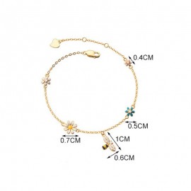 Bracelet abeille en argent Sterling 925 avec fleurs colorées et abeille dimensions