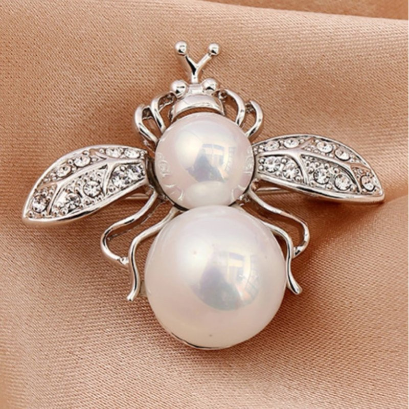 Spilla Ape con Perla Argentata | Gioiello Donna Originale