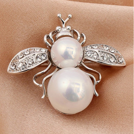 Spilla Ape con Perla Argentata | Gioiello Donna Originale