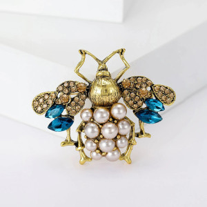 Spilla Ape Regina | Gioiello con Perle e Strass - 4 Colori