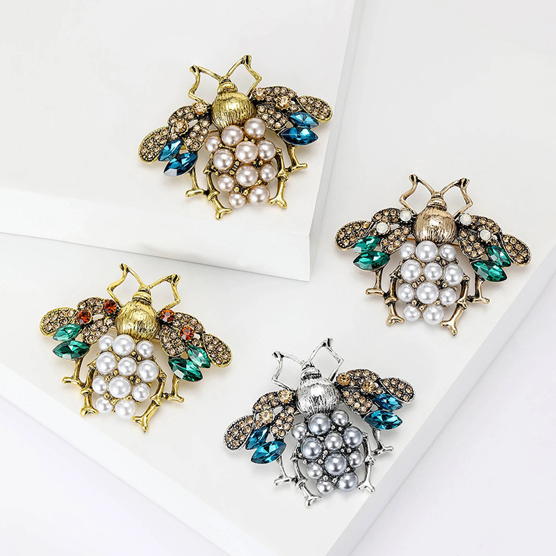 Spilla Ape Regina | Gioiello con Perle e Strass - 4 Colori