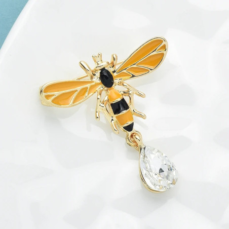 Spilla Ape Goccia di Cristallo - Gioiello Elegante e Originale