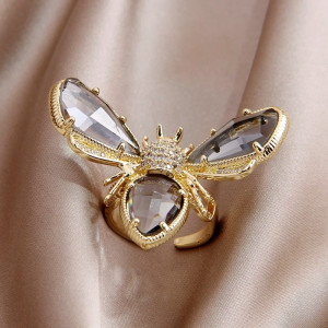 Bagues en forme d'abeille ajustable pour femme couleur or